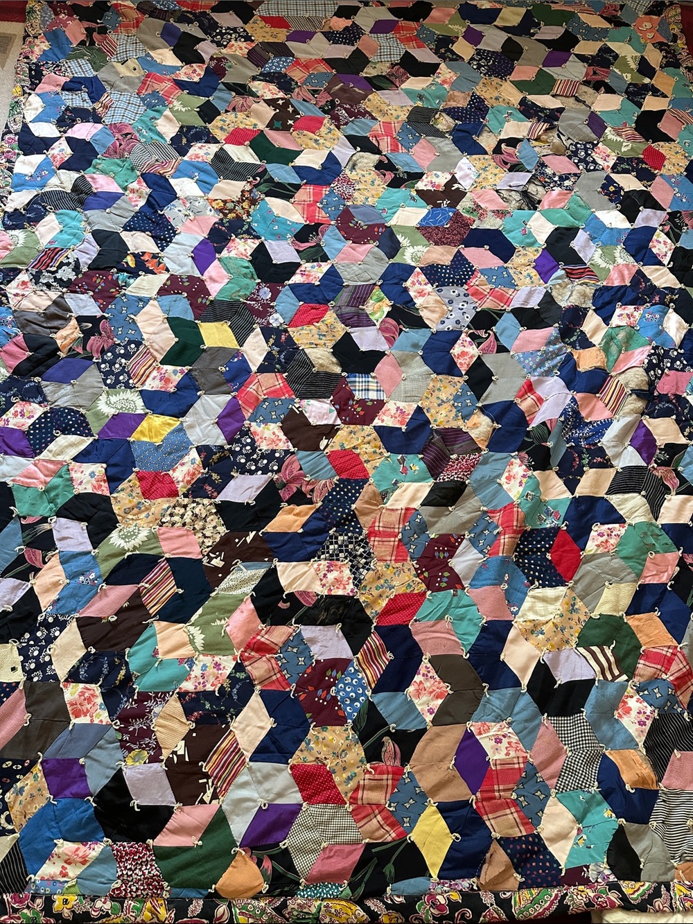 Antique Tumbling Blocks Butterfly Cotton Quilt Romantic Ethereal Beauty
